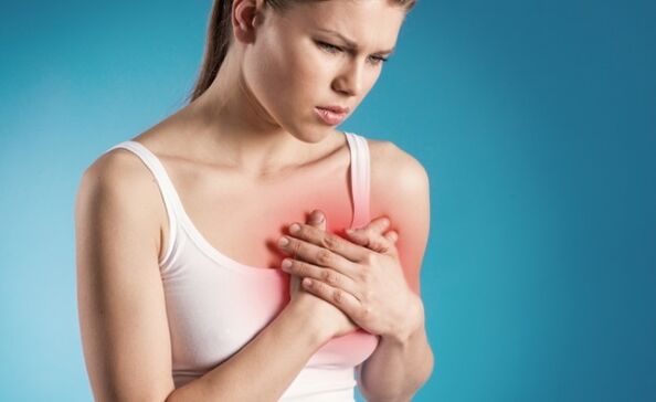A sore feeling in the heart is one of the symptoms of thoracic osteochondrosis